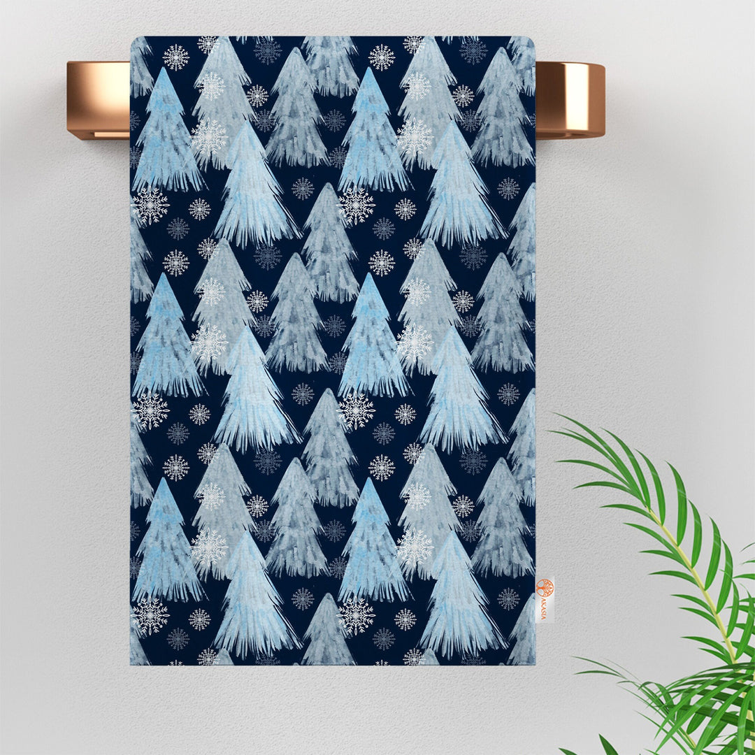 Snow Dish Cloth|Pine Tree Kitchen Towel|Deer Dishcloth|Winter Cleaning Cloth|Seasonal Tea Towel|Snowflake Reusable TowelSnowflake Hand Towel