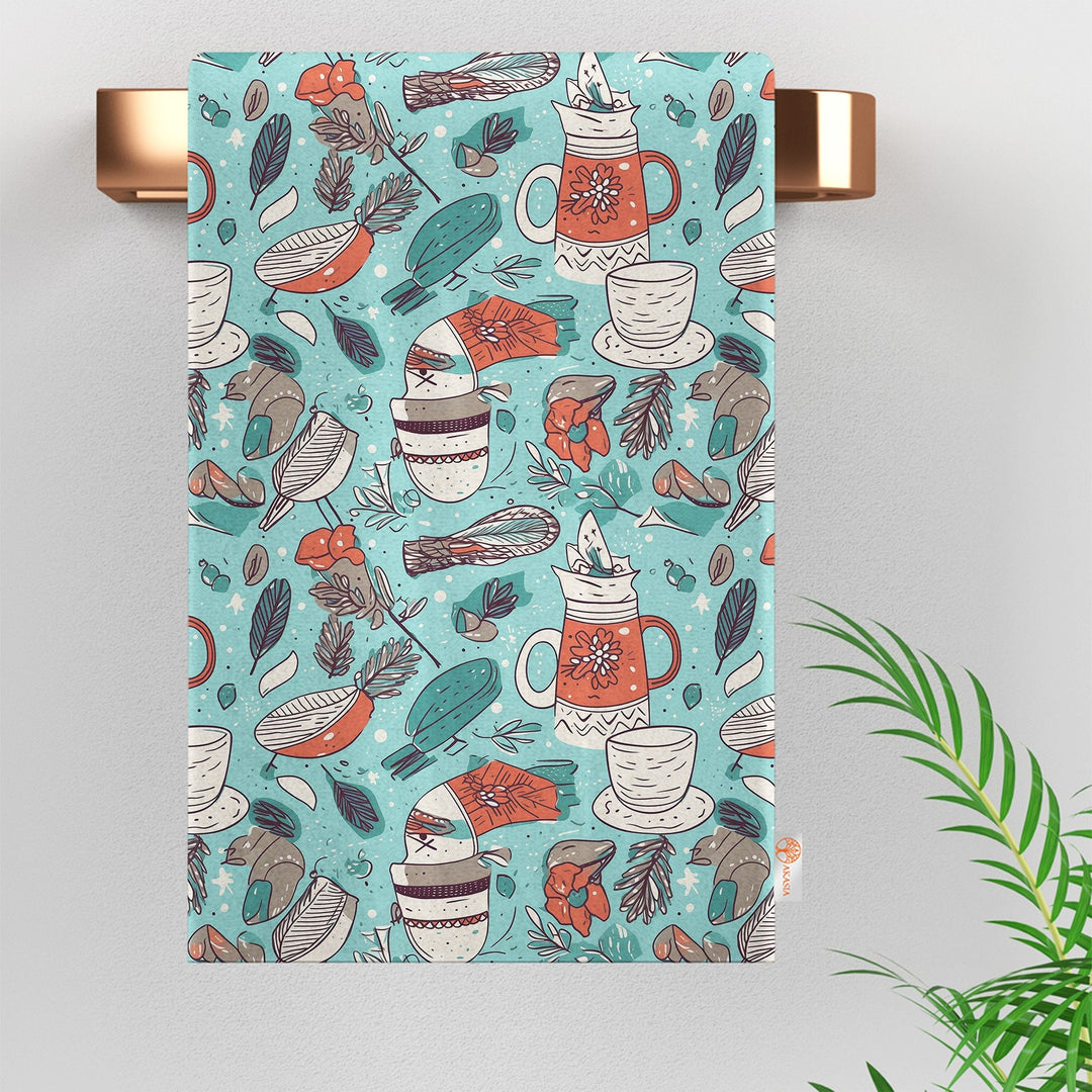 16x24 Dish Cloth|Seasonal Dishcloth|Xmas Kitchen Towel|Boho Tea Towel|Cozy Reusable Towel|Leaf Cleaning Cloth|Winter Hand Towel