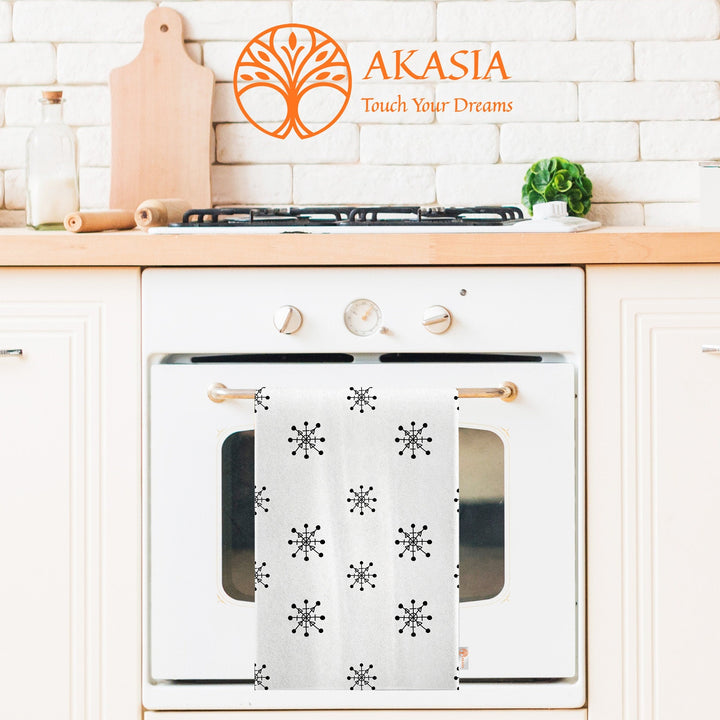 Winter Tea Towel|16x24 Cleaning Cloth|Snowflake Dish Cloth|Geometric Hand Towel|Xmas Reusable Towel|Winter Dishcloth|Cozy Kitchen Towel