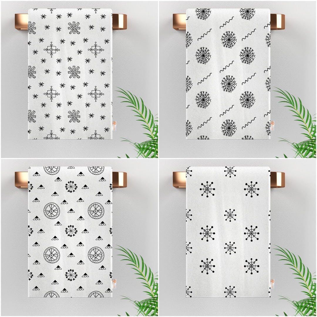 Winter Tea Towel|16x24 Cleaning Cloth|Snowflake Dish Cloth|Geometric Hand Towel|Xmas Reusable Towel|Winter Dishcloth|Cozy Kitchen Towel
