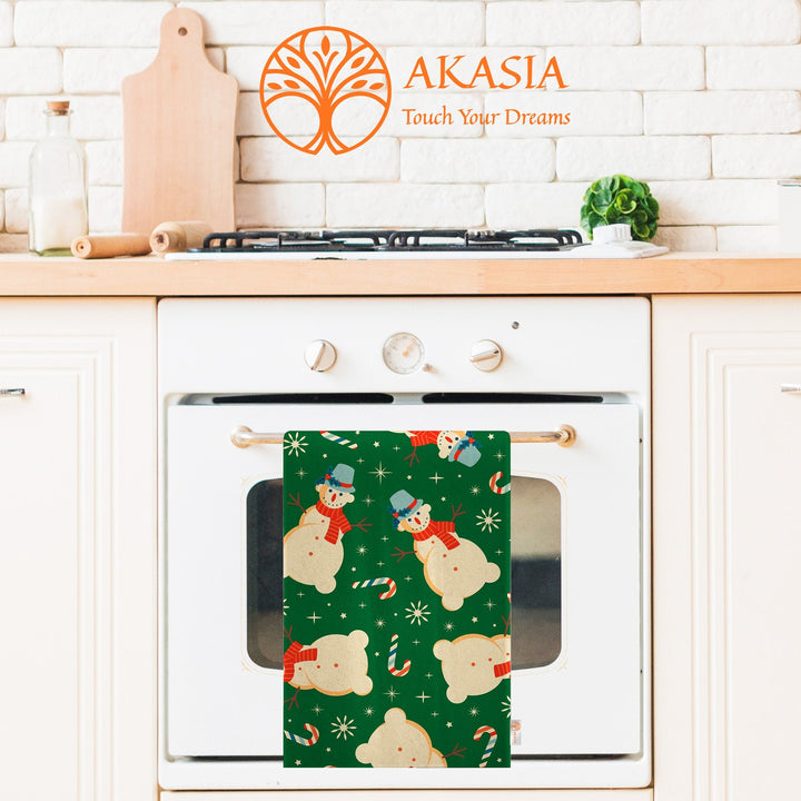 Snowman Cleaning Cloth|Xmas Tea Towel|16x24 Dish Cloth|Winter Reusable Towel|Snowflake Hand Towel|Candy Cane Dishcloth|Stylish Kitchen Towel