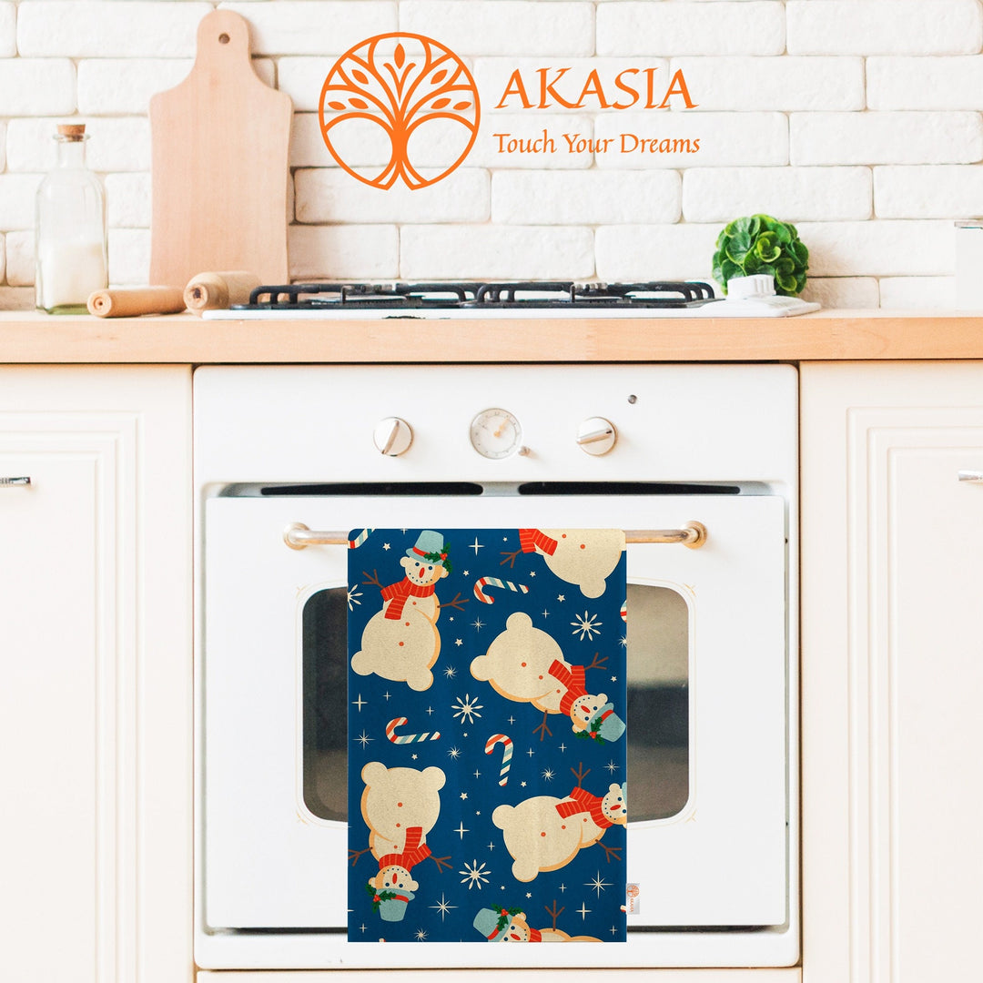 Snowman Cleaning Cloth|Xmas Tea Towel|16x24 Dish Cloth|Winter Reusable Towel|Snowflake Hand Towel|Candy Cane Dishcloth|Stylish Kitchen Towel