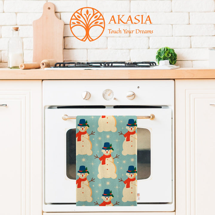 Snowman Cleaning Cloth|Xmas Tea Towel|16x24 Dish Cloth|Winter Reusable Towel|Snowflake Hand Towel|Candy Cane Dishcloth|Stylish Kitchen Towel