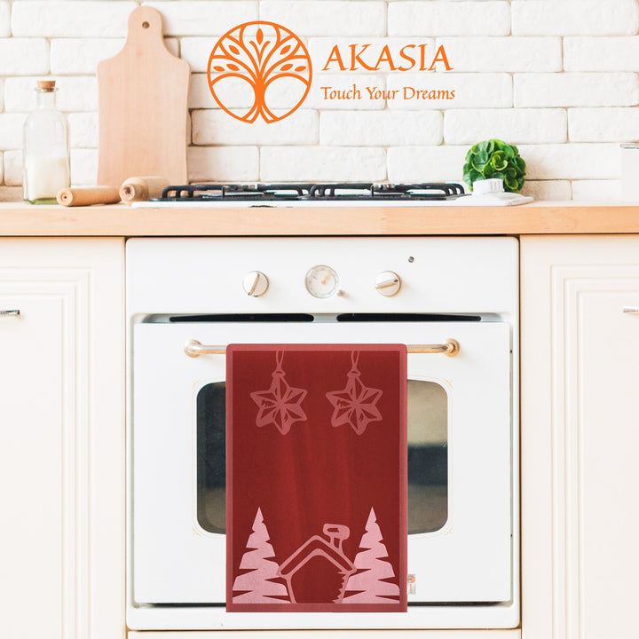 Pine Tree Dish Cloth|Cozy Reusable Towel|Xmas Deer Tea Towel|Xmas Cleaning Cloth|Winter Hand Towel|Stylish Kitchen Towel|16x24 Dishcloth