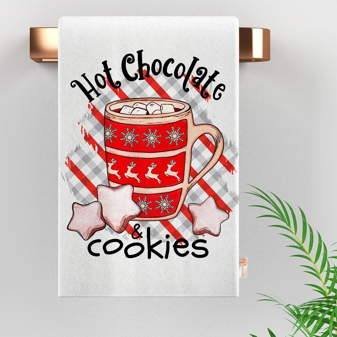 Christmas Hand Towel|Panda Cleaning Rag|Jesus Dish Cloth|Cookies Reusable Towel|Winter Tea Towel|Hot Chocolate Dishcloth|Xmas Kitchen Towel