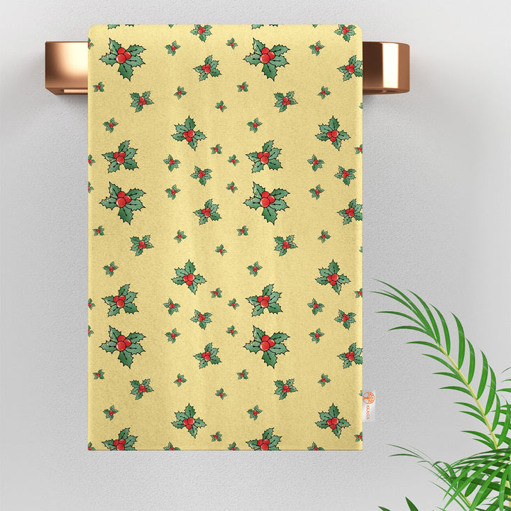 Christmas Tea Towel|Xmas Print Rag|Winter Cleaning Rag|Snowman Dishcloth|Red Berry Dish Cloth|Xmas Tree Hand Towel|Plaid Kitchen Towel