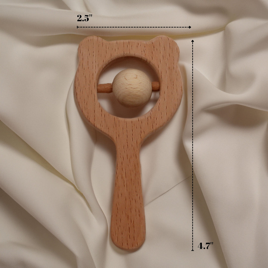 Piece of 2 Handmade Wooden Rattle Toys|Safe Baby Teething Toys|Educational Wooden Toy: Baby's First Rattle|Natural Baby Toy|Christmas Gifts|