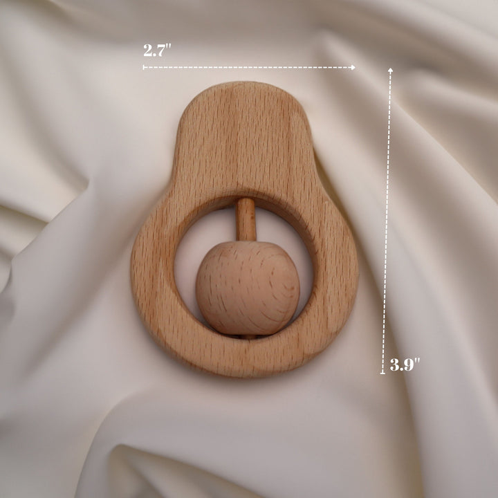 Piece of 2 Handmade Wooden Rattle Toys|Safe Baby Teething Toys|Educational Wooden Toy: Baby's First Rattle|Natural Baby Toy|Christmas Gifts|