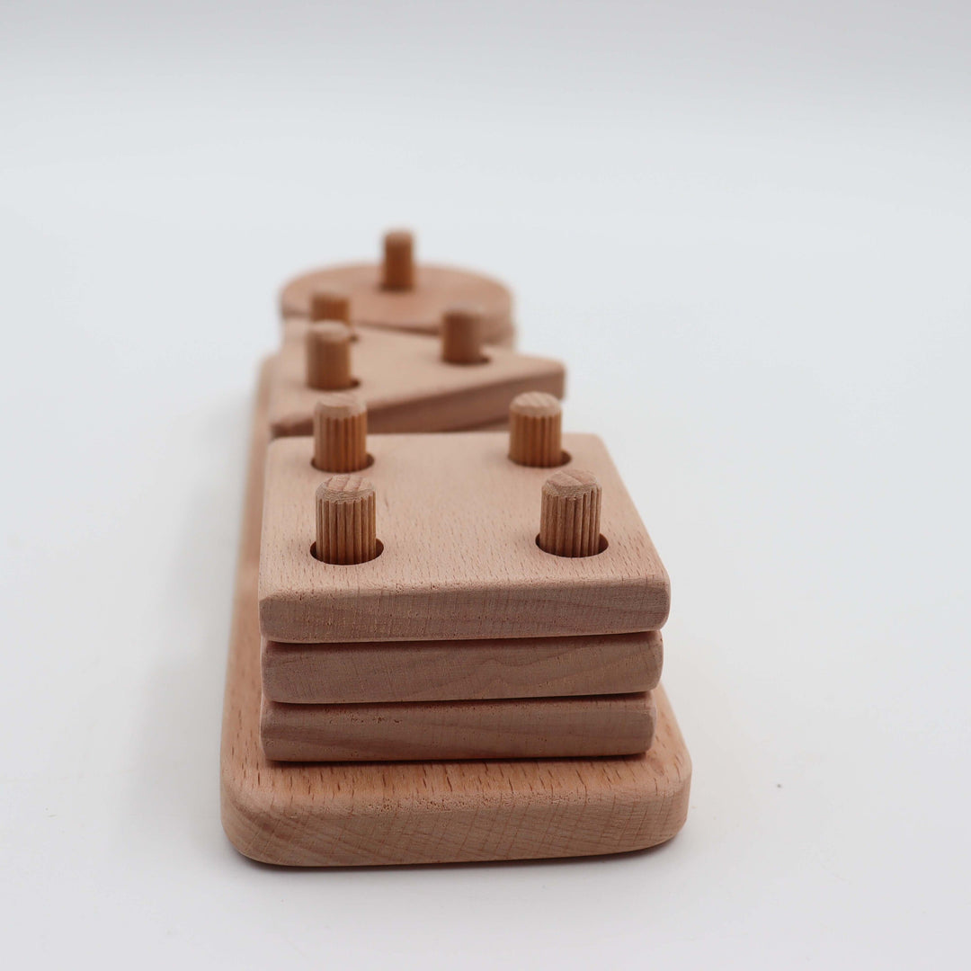 Wooden Educational Geometric Blocks|Learning Waldorf Toy|Montessori Natural Wood Toy|Kids Learning Puzzle Toy|Building Blocks|Toddler Gift|