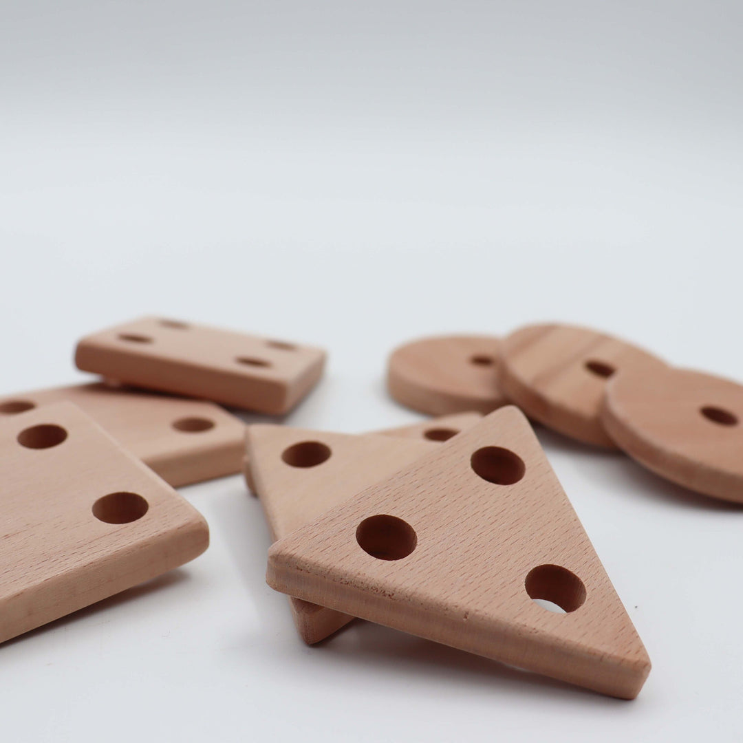 Wooden Educational Geometric Blocks|Learning Waldorf Toy|Montessori Natural Wood Toy|Kids Learning Puzzle Toy|Building Blocks|Toddler Gift|