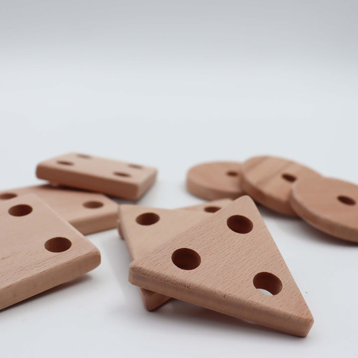 Wooden Educational Geometric Blocks|Learning Waldorf Toy|Montessori Natural Wood Toy|Kids Learning Puzzle Toy|Building Blocks|Toddler Gift|