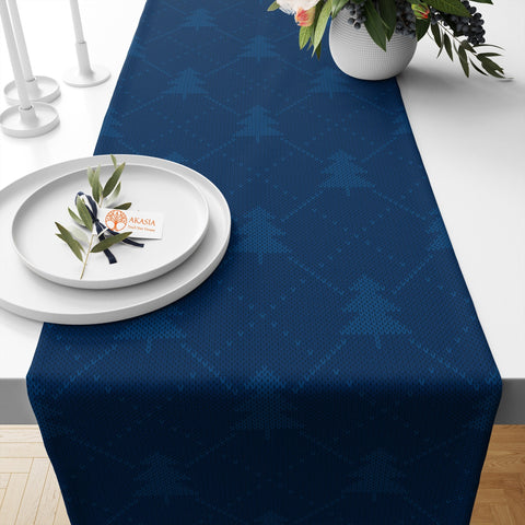 Winter Table Top|Striped Table Runner|Snowflake Table Setting|Zigzag Tablecloth|Pine Tree Kitchen Decor|Geometric Christmas Table Top