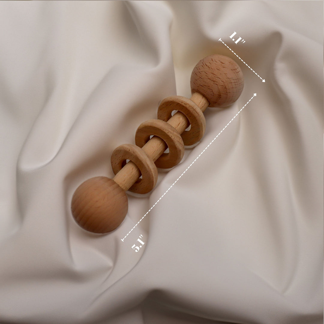 Piece of 2 Handmade Wooden Rattle Toys|Safe Baby Teething Toys|Educational Wooden Toy: Baby's First Rattle|Natural Baby Toy|Christmas Gifts|