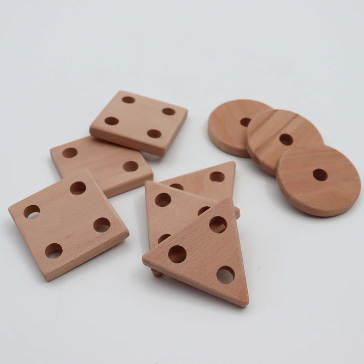 Wooden Educational Geometric Blocks|Learning Waldorf Toy|Montessori Natural Wood Toy|Kids Learning Puzzle Toy|Building Blocks|Toddler Gift|