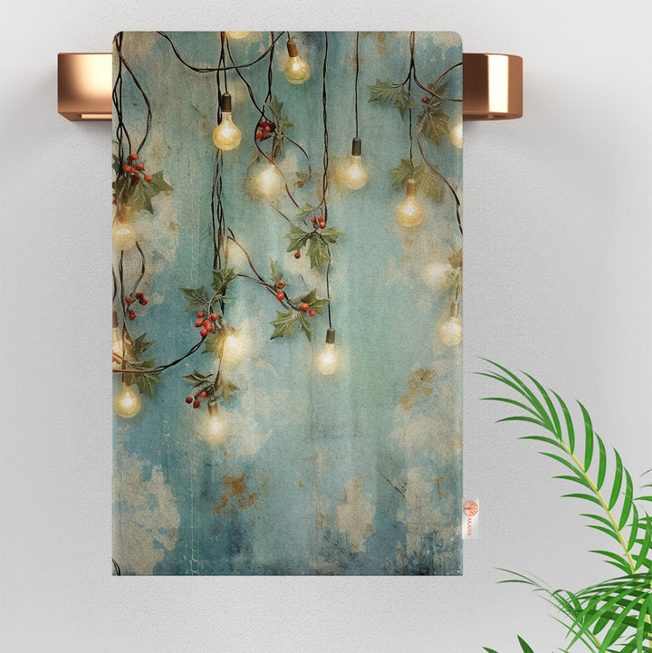 Christmas Hand Towel|Winter Trend Tea Towel|Floral Xmas Dishcloth|Red Berry Print Kitchen Cleaning Cloth|Dust Remover|Cost-Effective Rag