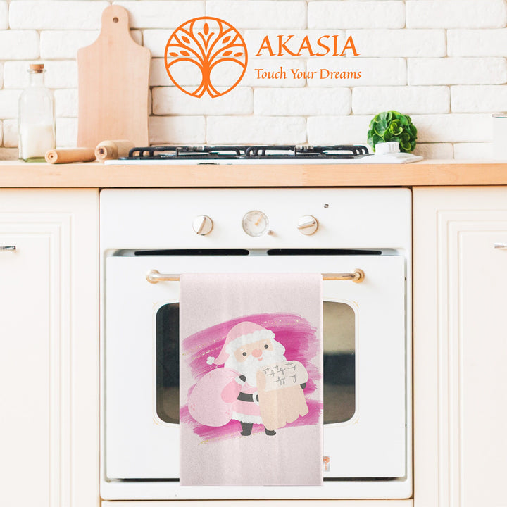 Christmas Hand Towel|Noel Tea Towel|Merry Xmas Dishcloth|Ho Ho Ho Print Kitchen Cleaning Cloth|Santa Claus Print Cost-Effective Rag