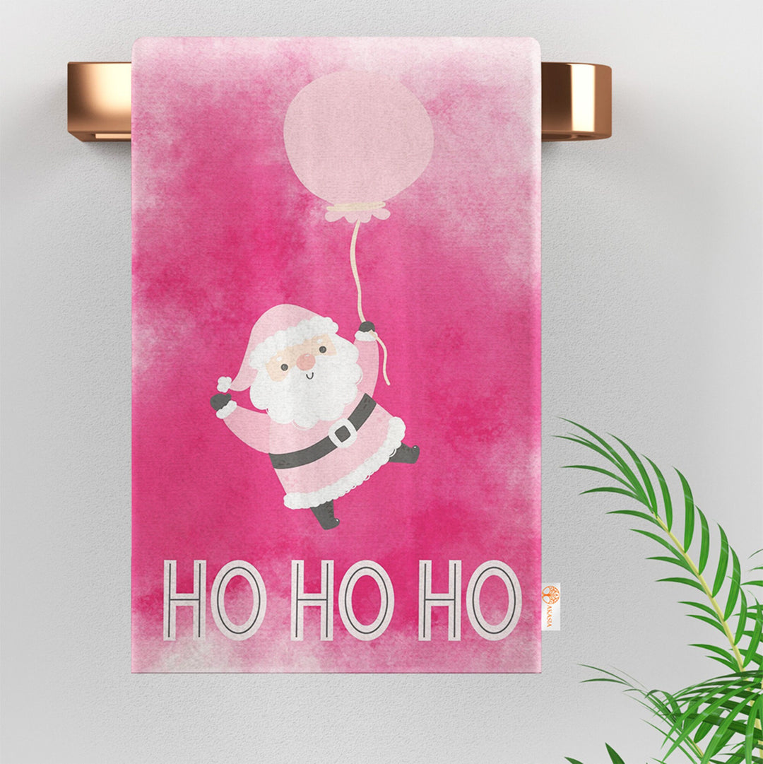 Christmas Hand Towel|Noel Tea Towel|Merry Xmas Dishcloth|Ho Ho Ho Print Kitchen Cleaning Cloth|Santa Claus Print Cost-Effective Rag