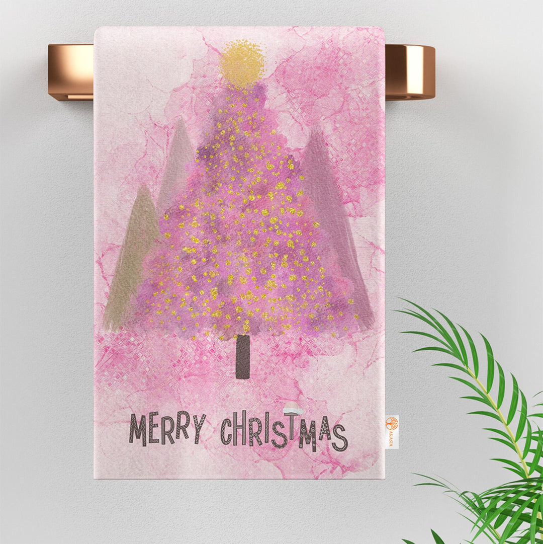 Christmas Hand Towel|Noel Tea Towel|Merry Xmas Dishcloth|Ho Ho Ho Print Kitchen Cleaning Cloth|Santa Claus Print Cost-Effective Rag