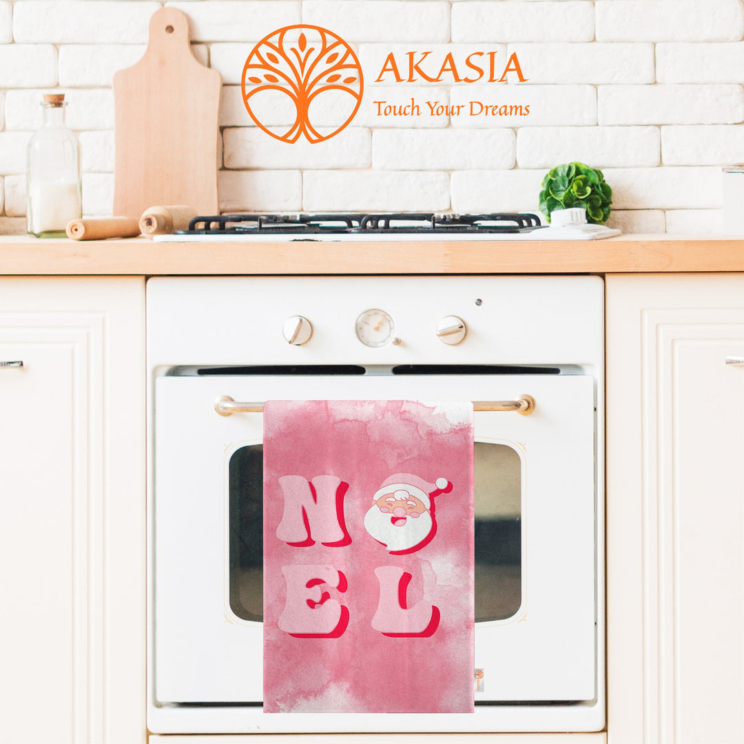 Christmas Hand Towel|Noel Tea Towel|Merry Xmas Dishcloth|Ho Ho Ho Print Kitchen Cleaning Cloth|Santa Claus Print Cost-Effective Rag