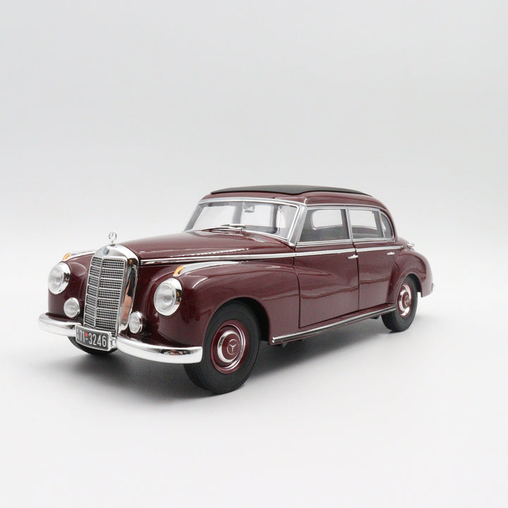 Norev Mercedes Benz 300 W 186 Model Car|Scale 1/18 Diecast Burgundy Car for Collectors|Miniature Classic Metal Automobile for Dad|Toy Gift