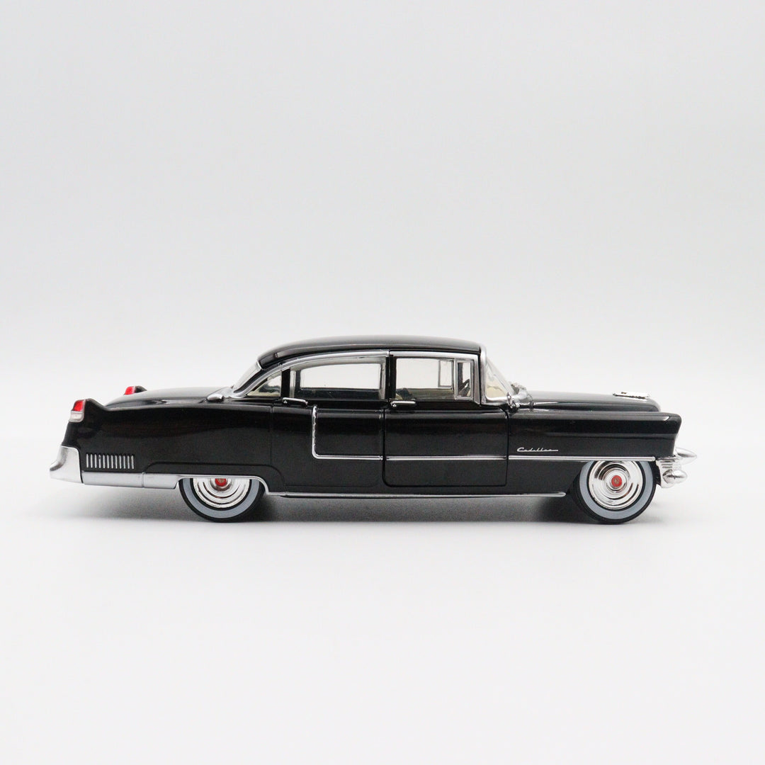 1955 Cadillac Fleetwood Series Model Car|Scale 1/24 Diecast Black Car for Collectors|Classic Metal Automobile|Nostalgic Gift for Father