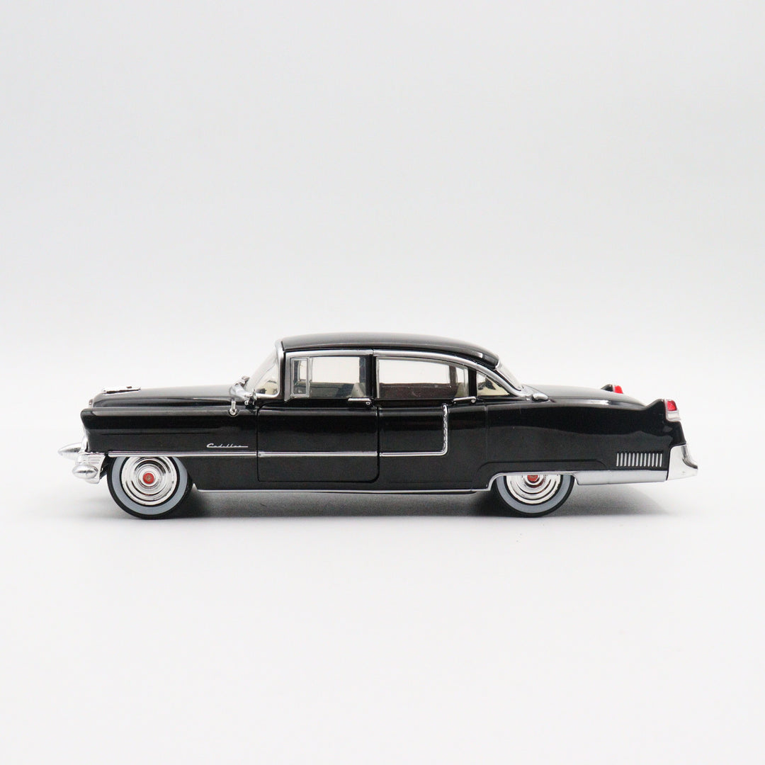1955 Cadillac Fleetwood Series Model Car|Scale 1/24 Diecast Black Car for Collectors|Classic Metal Automobile|Nostalgic Gift for Father