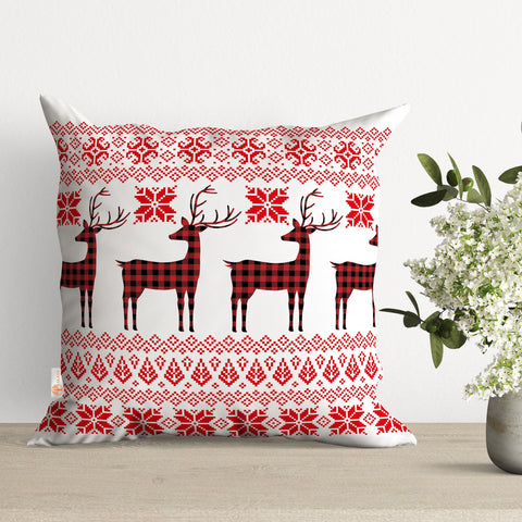 Winter Throw Pillowcase|Snowflake Decor|Xmas Deer Cushion Cover|Christmas Cushion Case|Decorative Outdoor Pillow Case|Plaid Pillow Cover