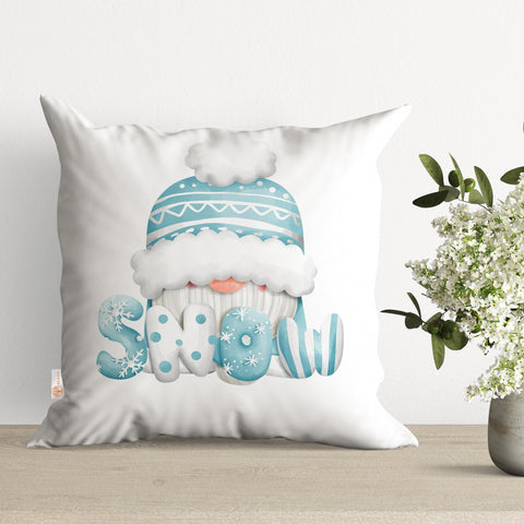 Xmas Cushion Case|Dwarf Santa Outdoor Pillow Case|Gnome Pillow Cover|Winter Sofa Decor|Snow Print Throw Pillowcase|Snowman Cushion Cover