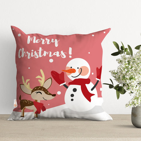 Merry Xmas Throw Pillowcase|Christmas Pillow Cover|Cute Deer Cushion Case|Snowflake Sofa Decor|Snowman Cushion Cover|Winter Outdoor Pillow