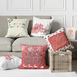 Merry Christmas Cushion Case|Xmas Cushion Cover|Decorative Outdoor Pillow Case|Santa Sleigh Home Decor|Winter Snowflake Throw Pillowcase