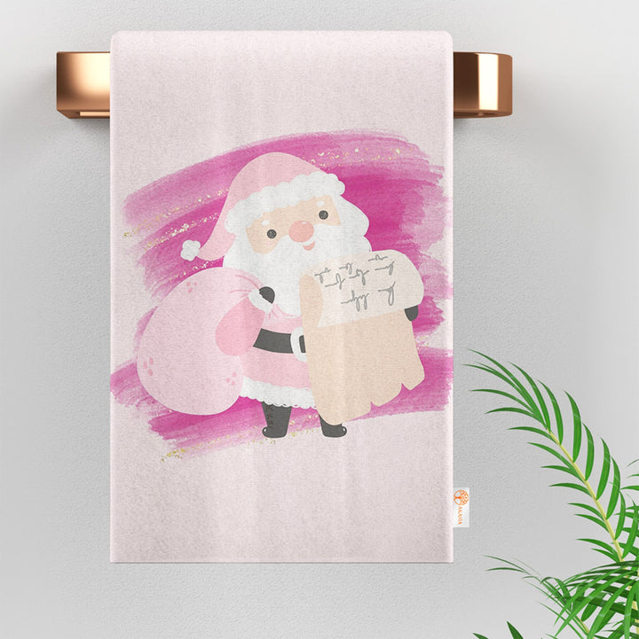 Christmas Hand Towel|Noel Tea Towel|Merry Xmas Dishcloth|Ho Ho Ho Print Kitchen Cleaning Cloth|Santa Claus Print Cost-Effective Rag