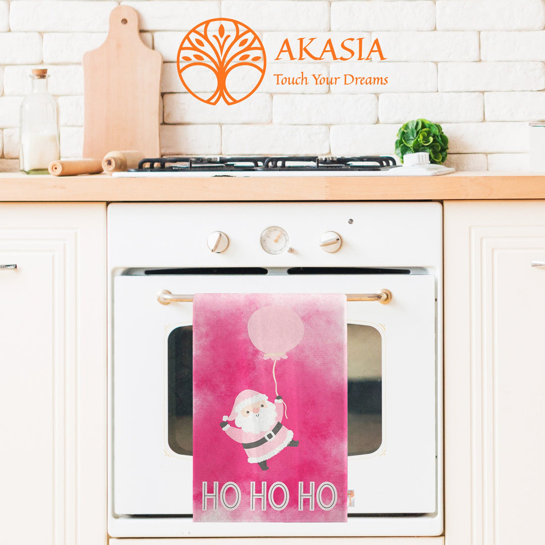 Christmas Hand Towel|Noel Tea Towel|Merry Xmas Dishcloth|Ho Ho Ho Print Kitchen Cleaning Cloth|Santa Claus Print Cost-Effective Rag