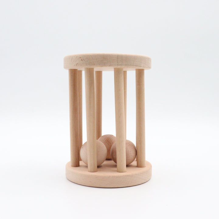 Set of 2 Wooden Ball Cylinder|Baby Rattle Toy|Kids Bell Cylinder|Montessori Rattle Roller|Organic Infant Toy|Wooden Safe Baby Birthday Gift