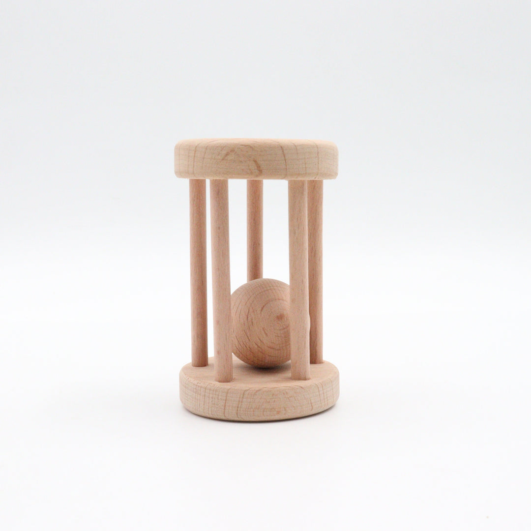Set of 2 Wooden Ball Cylinder|Baby Rattle Toy|Kids Bell Cylinder|Montessori Rattle Roller|Organic Infant Toy|Wooden Safe Baby Birthday Gift