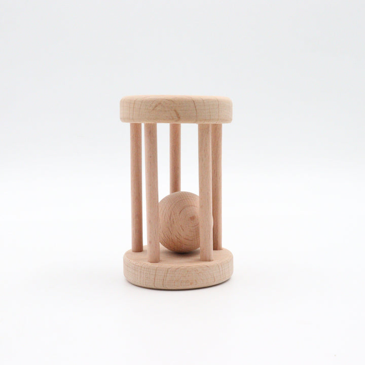 Set of 2 Wooden Ball Cylinder|Baby Rattle Toy|Kids Bell Cylinder|Montessori Rattle Roller|Organic Infant Toy|Wooden Safe Baby Birthday Gift