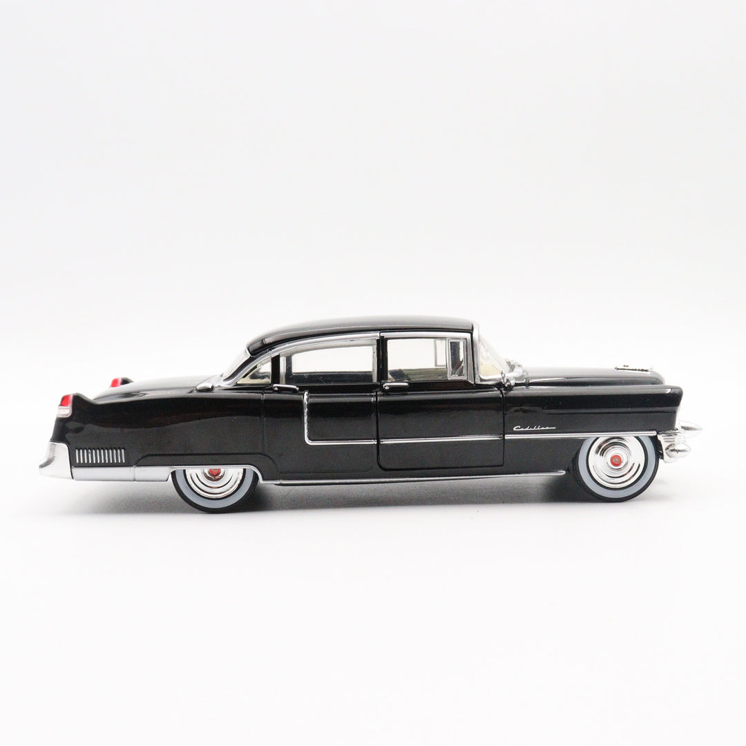 1955 Cadillac Fleetwood Series Model Car|Scale 1/24 Diecast Black Car for Collectors|Classic Metal Automobile|Nostalgic Gift for Father