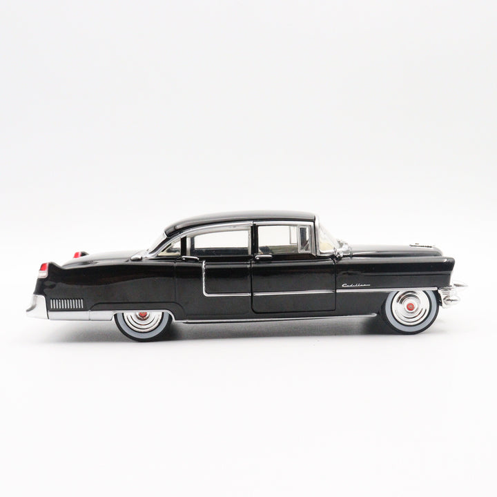 1955 Cadillac Fleetwood Series Model Car|Scale 1/24 Diecast Black Car for Collectors|Classic Metal Automobile|Nostalgic Gift for Father