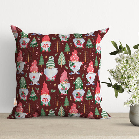 Dwarf Santa Cushion Case|Gnome Outdoor Pillow Case|Christmas Throw Pillowcase|Xmas Pillow Cover|Winter Sofa Decor|Pine Tree Cushion Cover