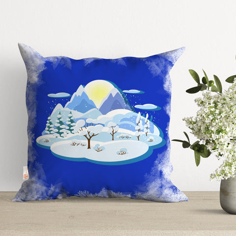 Winter Outdoor Pillow Case|Polar Bear Cushion Case|Xmas Throw Pillowcase|Boho Home Decor|Tree Print Pillow Cover|Snow Mountain Pillow Cover