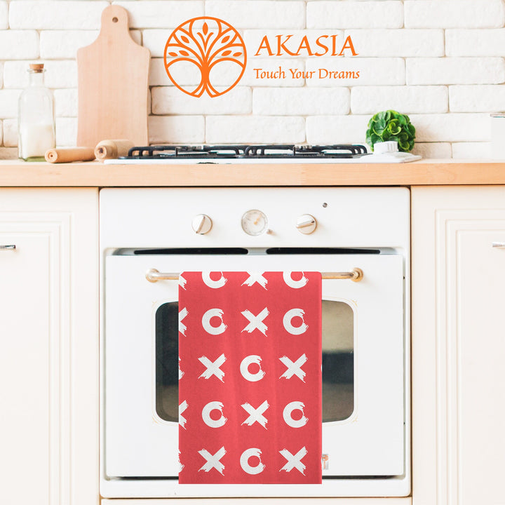 Heart Print Hand Towel|Love Themed Dishcloth|Striped Kitchen Cloth|Romantic Dust Cloth|Valentine's Day Tea Towel|Decorative Dish Cloth
