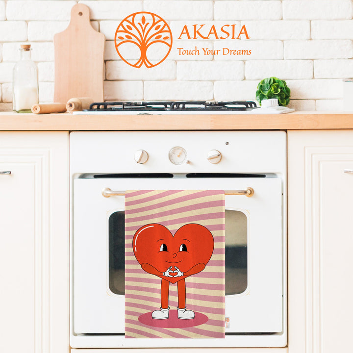 Valentine Hand Towel|Love Yourself Dish Cloth|Heart Print Dust Cloth|Flower Power Print Tea Towel|Daisy Print Kitchen Cloth|Love Themed Dish