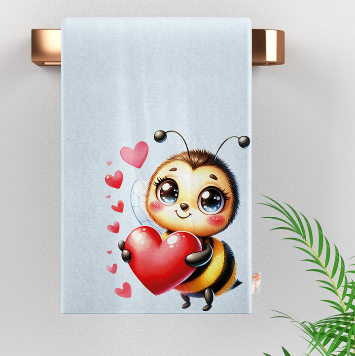 Cute Bee Hand Towel|Love Themed Dish Cloth|Valentine Kitchen Cloth|Heart Print Tea Towel|Sunflower Print Dishcloth|Gift For V-Day Idea
