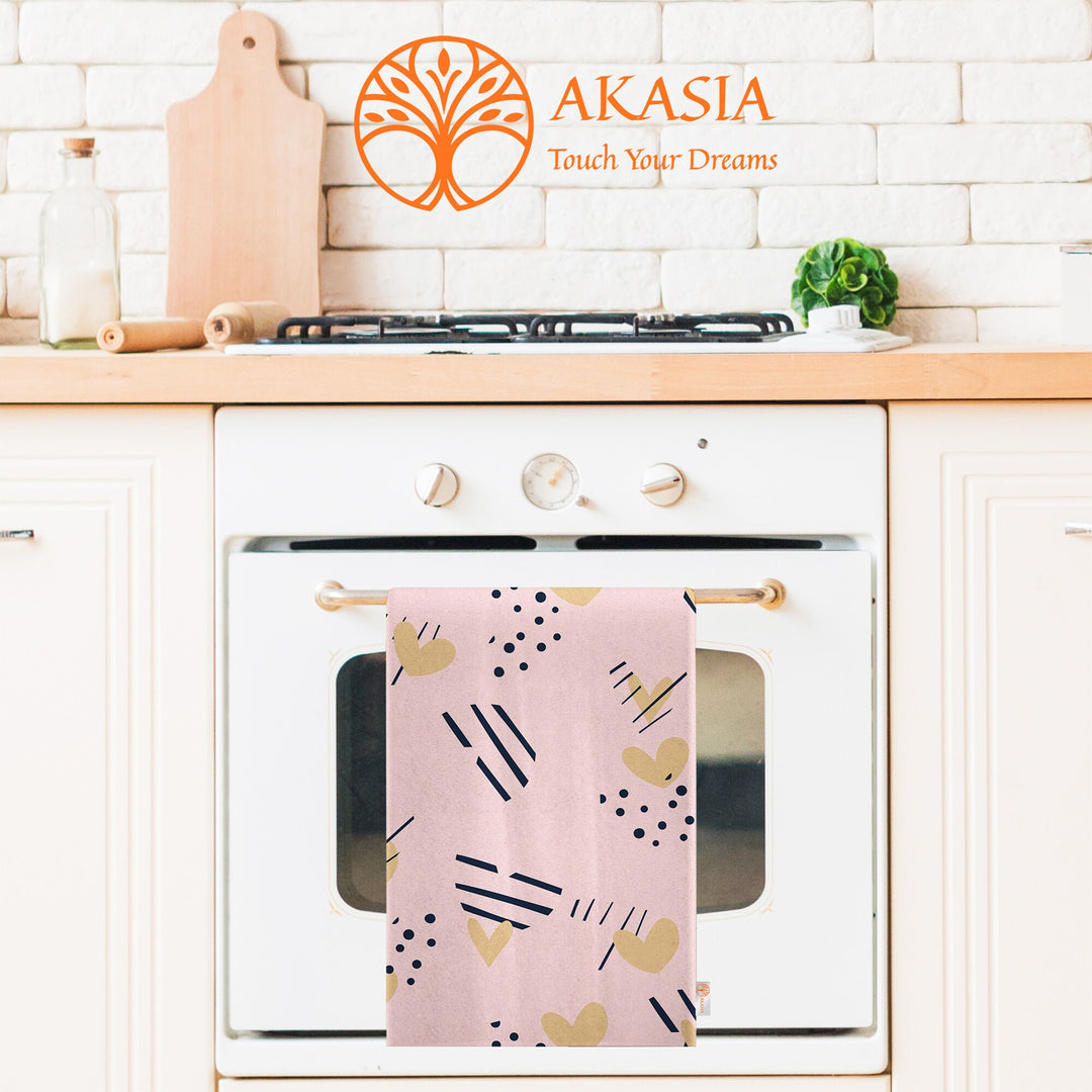 Love Themed Dishcloth|Decorative Hand Towel|Happy Valentine's Day Tea Towel|Heart Print Kitchen Cloth|Romantic Gift For V-Day Dish Cloth