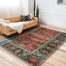 Farmhouse Rug|Kilim Pattern Machine-Washable Rug|Rug Design Non-Slip Carpet|Ethnic Fringed Floor Covering|Oriental Carpet|Digital Print Rug