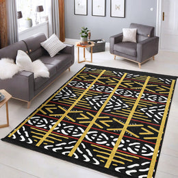 Tribal Pattern Carpet|Authentic Style Rug|Machine-Washable Floor Covering|Farmhouse Carpet|Fringed Rug|Geometric Floor Covering