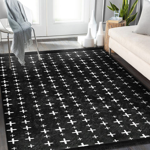 Scandinavian Carpet|Nordic Rug|Ethnic Fringed Floor Covering|Machine-Washable Carpet|Geometric Rug|Abstract Geometric Floor Covering