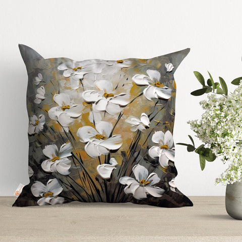 Floral Art Pillow Cover|Daisy Cushion Case|Sofa Throw Pillow|Turquoise Flower Pillowtop|Boho Bedding Decor|Cozy Pillowcase|Outdoor Cushion
