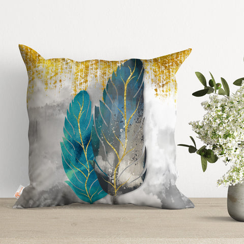 Decorative Emerald Pillow Case|Blue Leaf Pillow Cover|Deer Print Cushion Case|Housewarming Throw Pillowtop|Farmhouse Spring Trend Decor