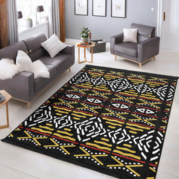 African Design Rug|Machine-Washable Floor Covering|Authentic Carpet|Fringed Rug|Tribal Floor Covering|Farmhouse Carpet|Geometric Carpet