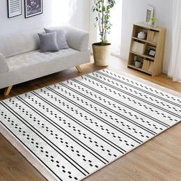 Abstract Geometric Rug|Scandinavian Floor Covering|Nordic Carpet|Geometric Rug|Ethnic Fringed Floor Covering|Machine-Washable Carpet